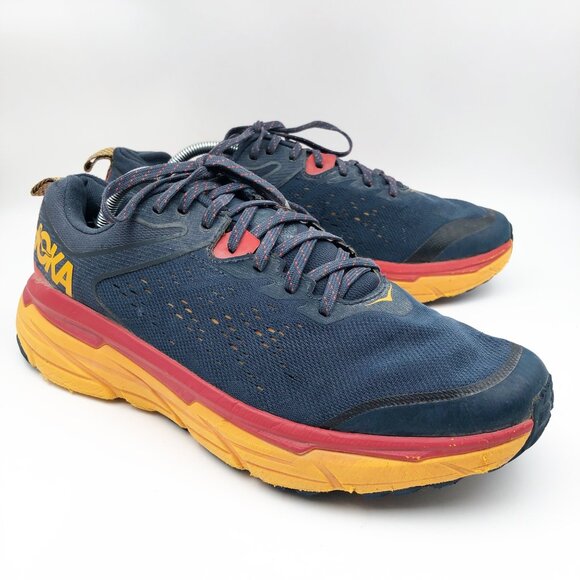 HOKA Challenger ATR 6 Blue Red Orange Athletic Running Shoes Trainers Mens 12 - Picture 1 of 13
